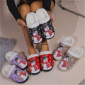 Women Slippers Women Men Christmas Winter Slippers Snowman Snowflake Pattern Warm Anti Slip Thick Soft Sole Indoor Footwear Comfort House Shoes