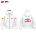 2026 New Men's Red Bull Logo Double-Hood Hoodie – Sporty, Balaclava-Style, Gothic & Harajuku Aesthetic, Zip-Up, Fast Shipping