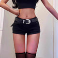 2024 Woman High Waist Aesthetic Straight Leg Jeans Female Fashion Streetwear Mini Pants Girls Y2k 2000s Black Baggy Denim Shorts