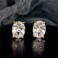 New Oval Cubic Zirconia Stud Earrings for Women White/Pink/Yellow CZ Minimalist Gift Simple Elegant  Trendy Jewelry