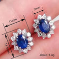 925 Sterling Silver Blue Cubic Zirconia Women Earrings Ear Stud Elegant Accessories Daily Wear Party Statement Female Jewelry