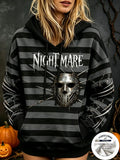 Women Fleece Hoodie Halloween Horror Stripe Metal Claw Print Long Sleeve Pullover