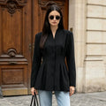 Women Blazer Coats Jackets Suits Stand Collar Coat Solid Slim Fit Y2k Streetwear Jacket Work Tight Waist Outerwear Autumn Winter
