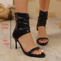 Aphixta 8cm High Heels Summer Boots Women Peep Toe Black Thin Heel Back Zipper Ankle Boot Elegant Women's High Boots