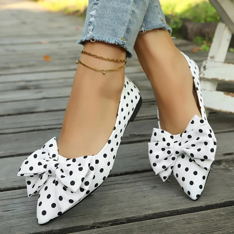 Spring and Autumn New Pointed Simple and Comfortable Casual Flat Shoes Fashionable Hot Selling Sexy Bow Single Shoes for Women