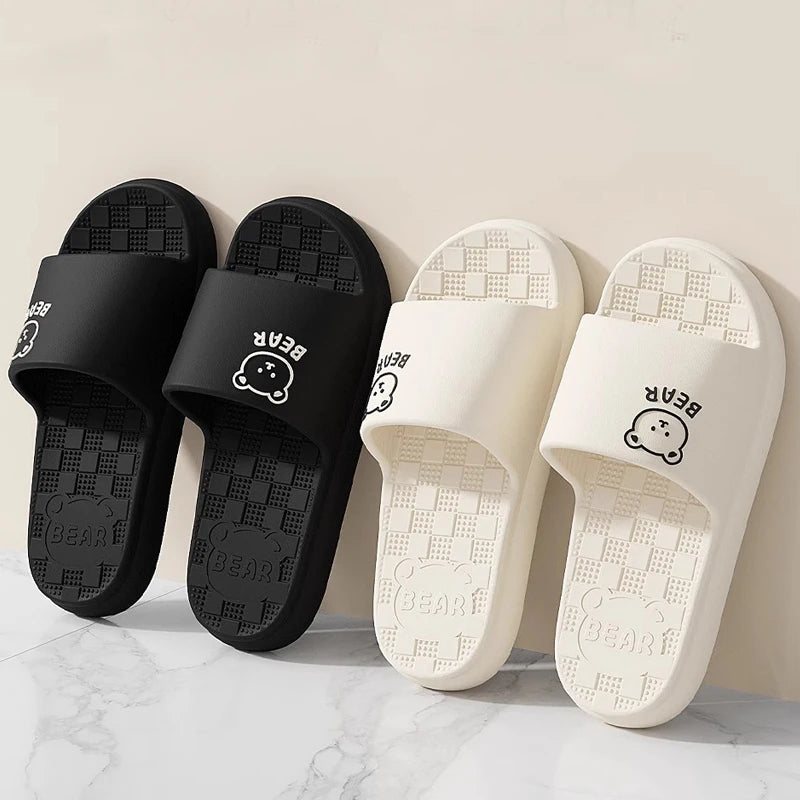 Women Summer Concise EVA Slippers Men Soft Home Slides Couples Bathroom Non-slip Sandals Adults Comfortable Outdoor Beach Shoes