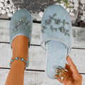 Mix Colorful Sequin Flower Indoor Home Slippers Women Autumn Lightweight Soft Bottom Plush Mules Shoes Woman Bedroom Warm Slides