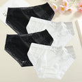 4Pcs Women Ice Silk Lace Seamless Low Rise Panties Solid Color Quick Drying Underpants Cute Bowknot Briefs Female Sexy Lingerie