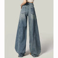 Hot Sale Girls Leisure Daily Jeans Women Ins Fashion High Waist Straight Leg Pants Female Chic Ripped Loose Denim Trousers