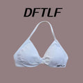DFTLF Sports Strappy Bra Women Halter Thin Strap Seamless High Support Breathable Soft Push Up Yoga Pilates Gym Workout Fitness