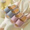 House Slippers Bamboo Women Striped Autumn Home Couples Indoor Non Slip Funny Sandals Shoes Male Soft Flat Summer For Tatami