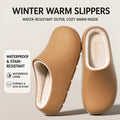 New Winter Waterproof Warm Cotton Slippers Women Men Thick Sole Indoor House Shoes Non-Slip EVA Plush Fuzzy Couple Footwear