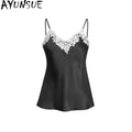 AYUNSUE 100% Mulberry Silk Tops for Woman 16MM Silk Tanks Top 2026 Hot Selling Summer Sleepwear Bathrobes Pajama Pijama Feminino