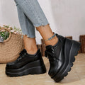 Fashion Black White Chunky Sneakers Gothic Platform Wedge Shoes for Woman 2025 Thick Bottom Mesh Breathable Sneakers Plus Size