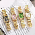 Slim Strap Rhinestone Quartz Watch Leaf Design Square Dial Women Quartz Watch Small Dial Pull Adjustable Rhinestone Watch