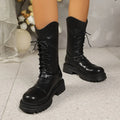 Spring Autumn New Simple Solid Color Thick Soled Women's Knee High Boots 2026 Fashion Round Toe Zipper Casual Outdoor Women Boot