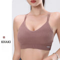 Women Summer Seamless Cross Sports Bra Gym Yoga Tops with Padded Sexy Backless Workout Fitness Camisole Running Sports Tops