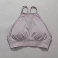 Women Sports Bra for Workout High Neck Gym Crop Top Nylon Fitness Shirts Padded Activewear