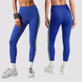 Women High Waist Yoga Leggings Side Bicolor Stripes Design High Stretch Opaque Soft Breathable Workout Pants