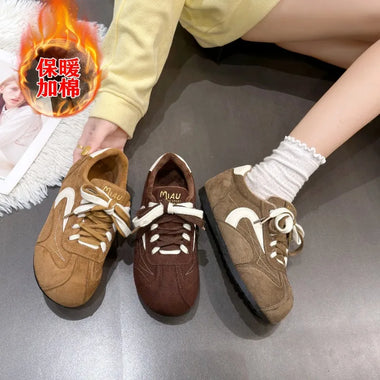 Women's Shoes Winter New Warm Comfort Women's Sneakers Round Toe Soft Soled Loafers 2026 Fleece Lined Casual Women Shoes Кроссовки Женские