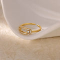 Women Stainless Steel Rings For Luxury Zircon Geometric Rings For Women Stainless Steel Gold Color Open Ring Trendy Wedding Party Aesthetic Jewerly Gift Femme