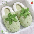 Fluffy Furry Fur Strawberry Slippers Women 2026 Winter Chunky Platform Thicken Warm Home Slides Non Slip Thick Sole Cotton Shoes