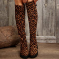 Women's Long Tube Boots Thick Heel over Knee Elastic Slim Boots Sexy Leopard Print Women Shoes Fashion Round Toe High Boots 2025