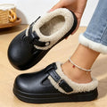 Waterproof Eva Closed Toe Mules Slippers Women 2025 Winter Warm Plush Home Slippers Woman Non Slip Thick Sole Ndoor Cotton Shoes