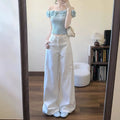 Ladies High Waist Straight Leg Jeans Winter Women Wide-leg Denim Pantalons Spring Female High End Loose Cowboy Trousers