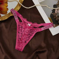 Lingerie Crystal Lace Flower Panties Cotton Crotch Low-waist Seamless Thong Underpants Embroidery Bikini Underwear Women Gifts