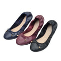 Shallow Mouth PU Ballet Shoes Thread Lightweight Ballet Flats Women Bowknot Foldable Chicken Rolls Dance Shoes Ballet Dance