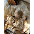 Women French Style Heart Lace Lingerie Set Thin Wirefree Front Hook Minimizer Bra Pure Gentle Brassiere And Matching Panties