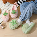 Fluffy Furry Fur Strawberry Slippers Women 2026 Winter Chunky Platform Thicken Warm Home Slides Non Slip Thick Sole Cotton Shoes