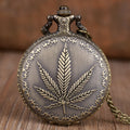 Quartz Pocket Watches Vintage Maple Leaf Pocket Watches Pendant Necklace Chain Fob Watches for Mens Womens