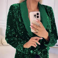 2025 New Women's Sequin Blazer Jackets Clothing Long Sleeve Elegant Jacket Autumn/Winter Collection Female Outerwear