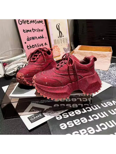 Dad Shoes Women's INS Starry Rhinestone Platform Flatform Sneakers 7cm Casual Shoes