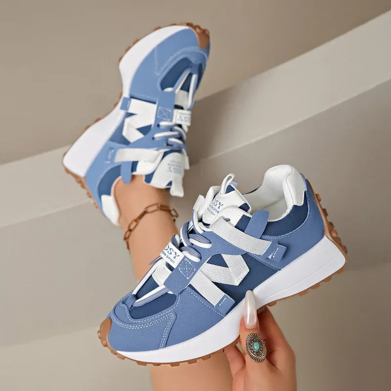 Comfortable Low Top Lace Up Women's Sneakers Thick Soled Casual Loafers 2026 New Fashion Outdoor Casual Women Shoes