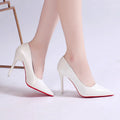 White Nude Pointed Toe Patent Leather High Heels Sexy Red Sole Party Prom Girl Pumps Minimalist Shallow Mouth Work Single Shoes