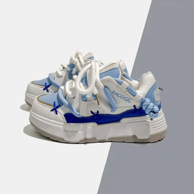 Cute Harajuku Sneakers Women's Running Shoes New Blue Thick Platform Sneakers Students Outdoor Casual Pink Vulcanized Shoes 42