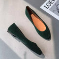 Women Military Green Flats Pointy Toe Nubuck Flock Flats Wide Fits 33 45 46 47 48 29cm Slip-On Luxury Desginer Ballet Shoes Grey