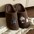 XIXITIAO Winter Japanese-style Flat Cotton Slippers Men Women Fashion Cute Puppy Soft Bedroom House Shoes Indoor Antislip Slides