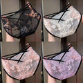 4pcs Plus Women Floral Lace Panties Mesh Briefs Cross‑strap Back Mid‑low Rise Cotton Crotch Breathable Soft Intimate Lingerie
