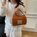 Plush Cosmetic Bags for Women Cute Soft Handbag Summer Fashion Large Capacity Trendy Storage Bag with Handle for Daily & Travel