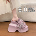 Women Slippers Trend Height Increasing Platform Sandals Luxury Rhinestone Tassel Designer Slippers Summer Open Toe Beach Slipper