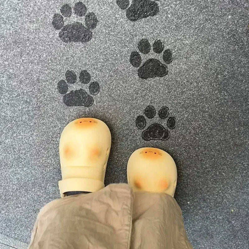 Adorable Waterproof Cat Slippers Anti Slip Bottom Cat Paw Cat Paw Slippers Closed Toe Soft Bottom Small Cat Mules Home