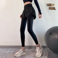 Women Yoga Pants Sportswear Woman Gym Yoga Wear Training Pants Leggings Elastic Quick-drying High Waisted Fake Two Pieces