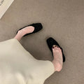 Square Toe Ballet Flats Women Soft Sole Casual Shoes Elegant Bow Shallow Slip-On Work Daily Vintage Ladies Footwear