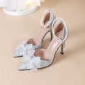 Plus Size Women's Pointed Toe Stiletto Sandals, Elegant Princess High Heels for Wedding Party Banquet Spring Summer