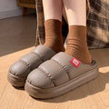 Winter Platform Plush Bread Slippers Women Unisex Waterproof Thicken Warm Home Slides Woman Non Slip Thick Sole Cotton Shoes