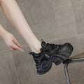 Womens Rhinestone Mesh Platform Chunky Sneakers Hidden Heel Lift Casual Dad Shoes In Black White Grey For Daily Street Style